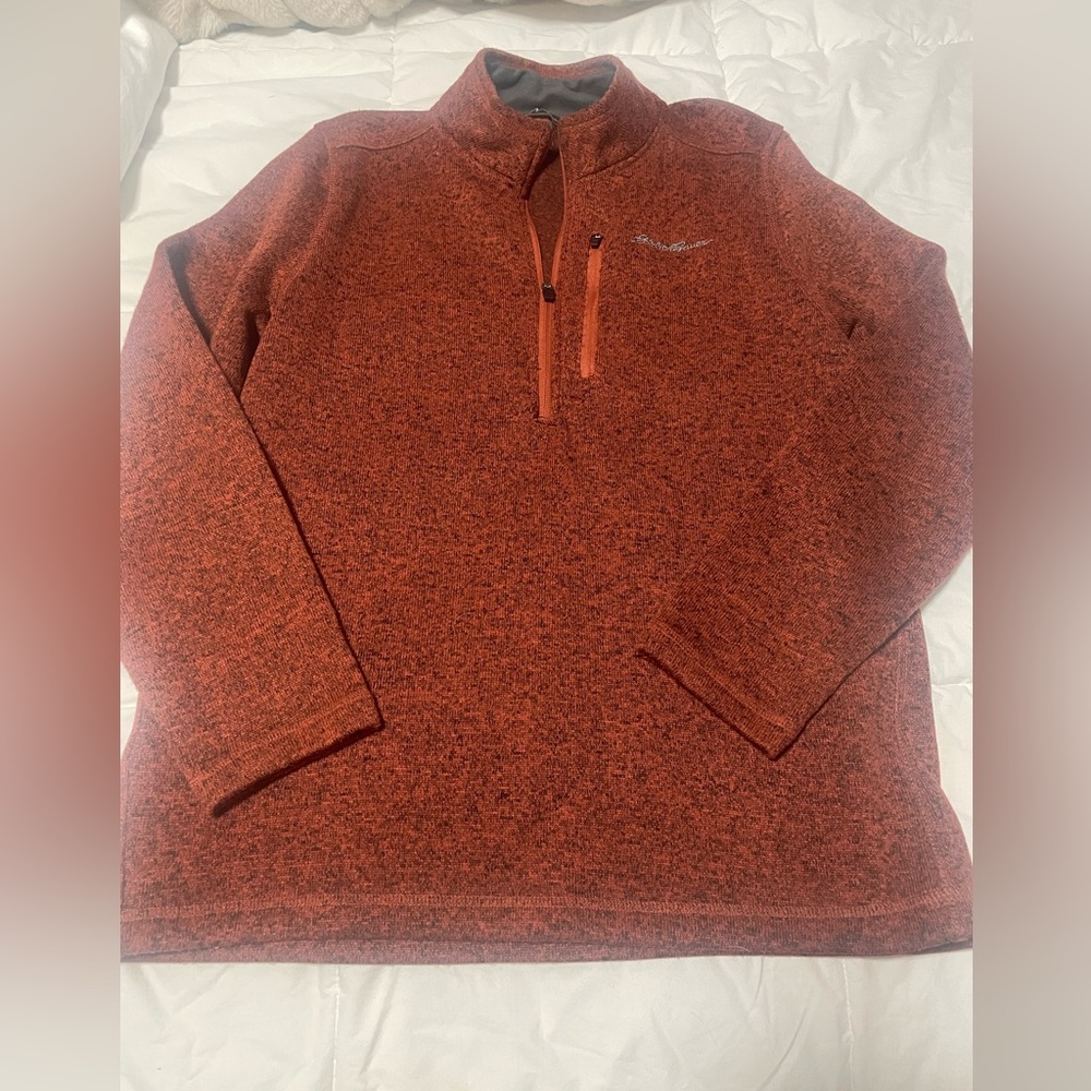 Eddie Bauer Rust Orange Quarter-Zip Pullover